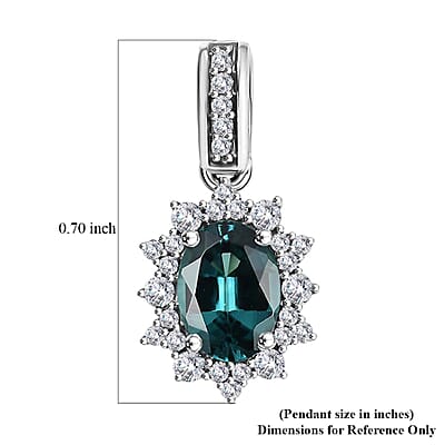 Luxoro AAA Pirineu Lagoon Tourmaline and G-H I2 Diamond 1.00 ctw Midnight Bloom Pendant in 14K White Gold