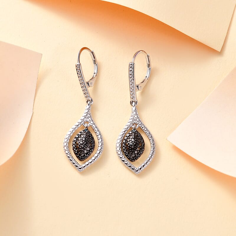 Karis Blue Diamond (IR) Accent Earrings in Platinum Bond