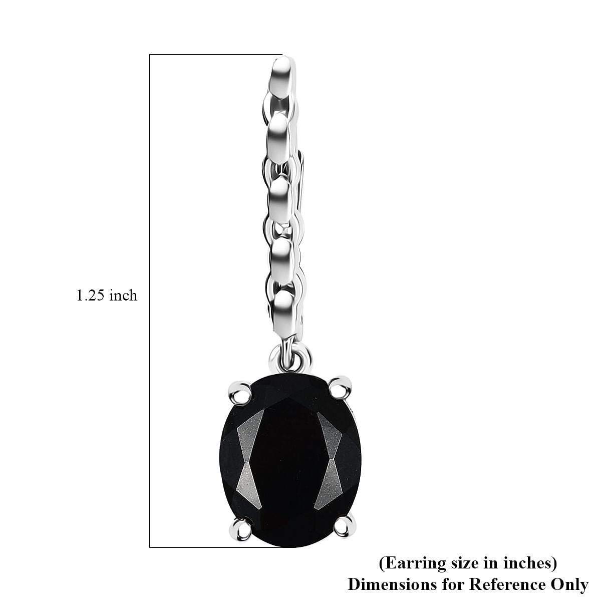 D'Joy California Black Jade 5.60 ctw Solitaire Lever Back Earrings in Rhodium Over Sterling Silver