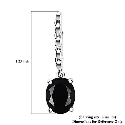 D'Joy California Black Jade 5.60 ctw Solitaire Lever Back Earrings in Rhodium Over Sterling Silver