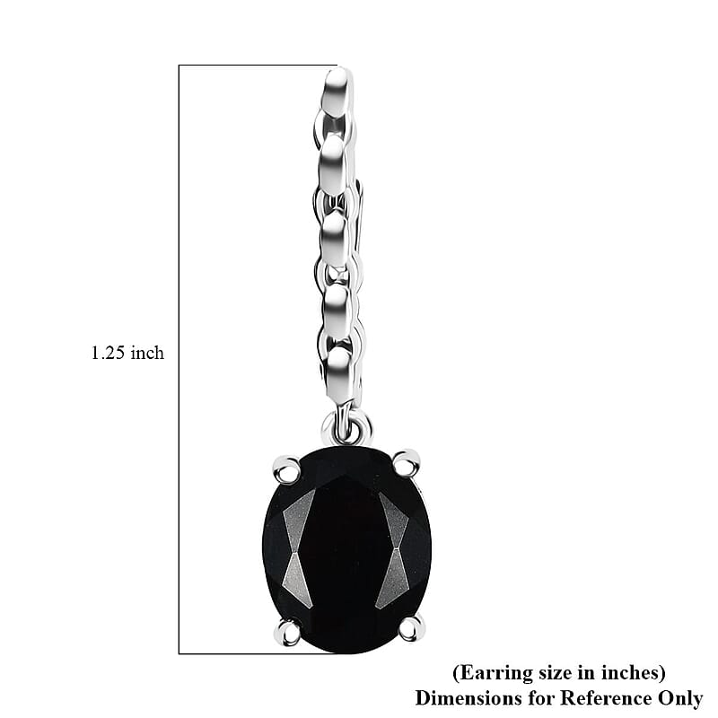 D'Joy California Black Jade 5.60 ctw Solitaire Lever Back Earrings in Rhodium Over Sterling Silver