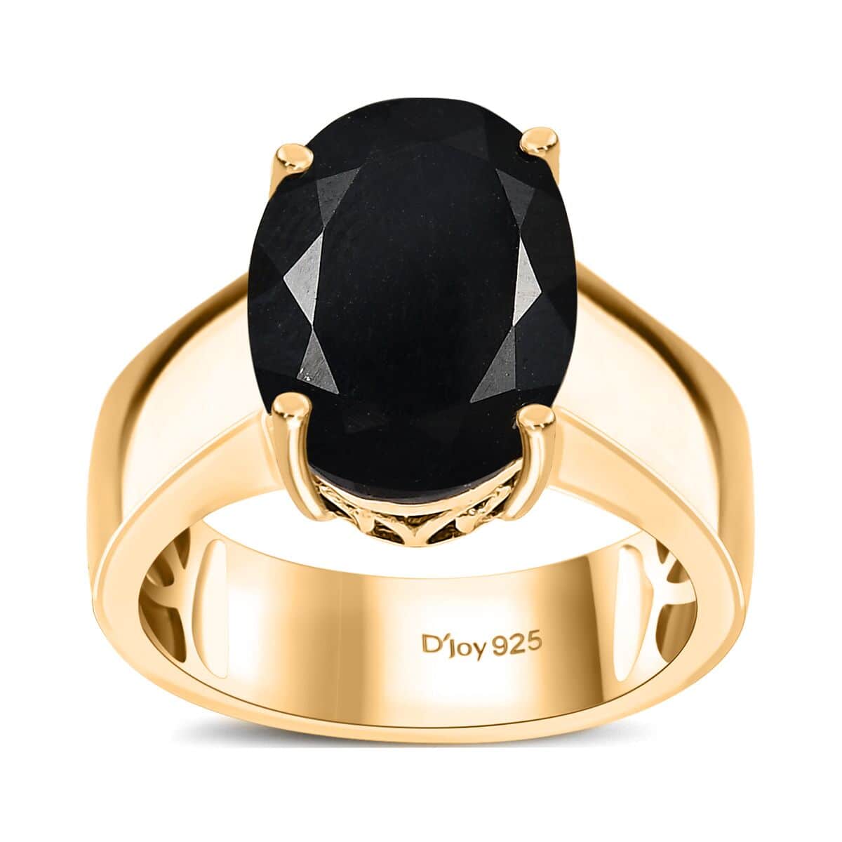 California Black Jade Solitaire Ring in 18K Vermeil YG Over Sterling Silver (Size 7.0) 6.00 ctw image number 0