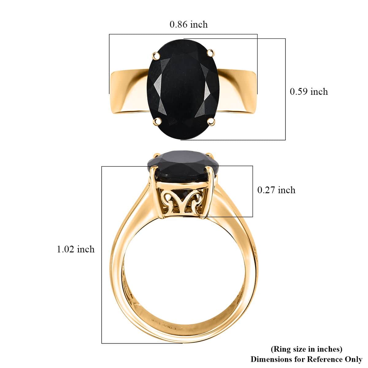 California Black Jade Solitaire Ring in 18K Vermeil YG Over Sterling Silver (Size 7.0) 6.00 ctw image number 5