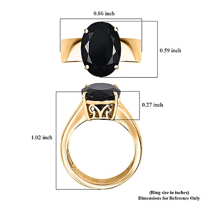 California Black Jade 6.10 ctw Wide Shank Ring in 18K Vermeil Yellow Gold Over Sterling Silver (Size 10.0)