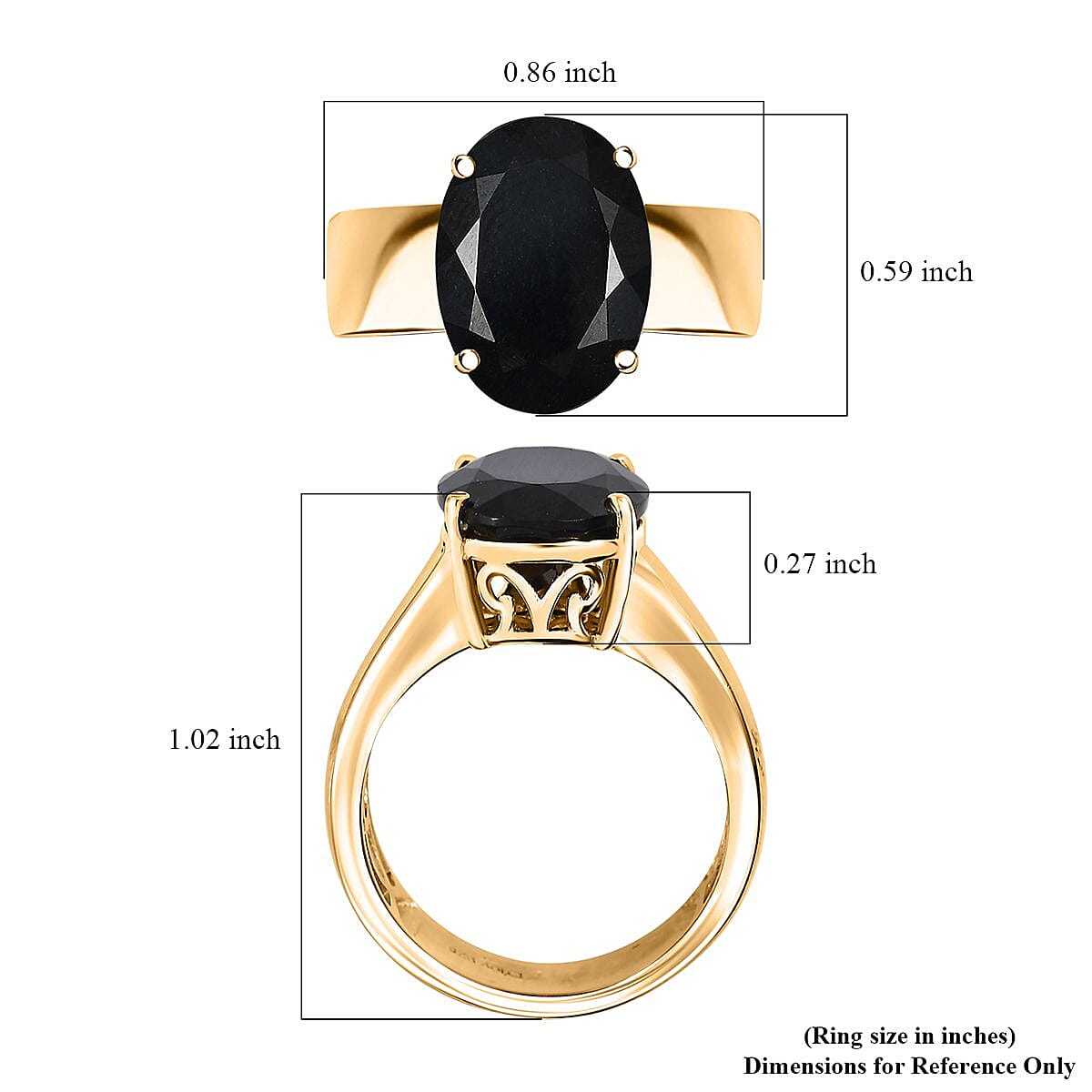 California Black Jade 6.10 ctw Wide Shank Ring in 18K Vermeil Yellow Gold Over Sterling Silver (Size 6.0) image number 5