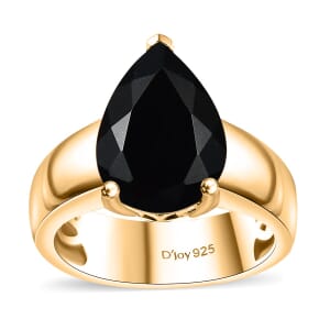California Black Jade 5.50 ctw Wide Shank Ring in 18K Vermeil Yellow Gold Over Sterling Silver (Size 6.0)