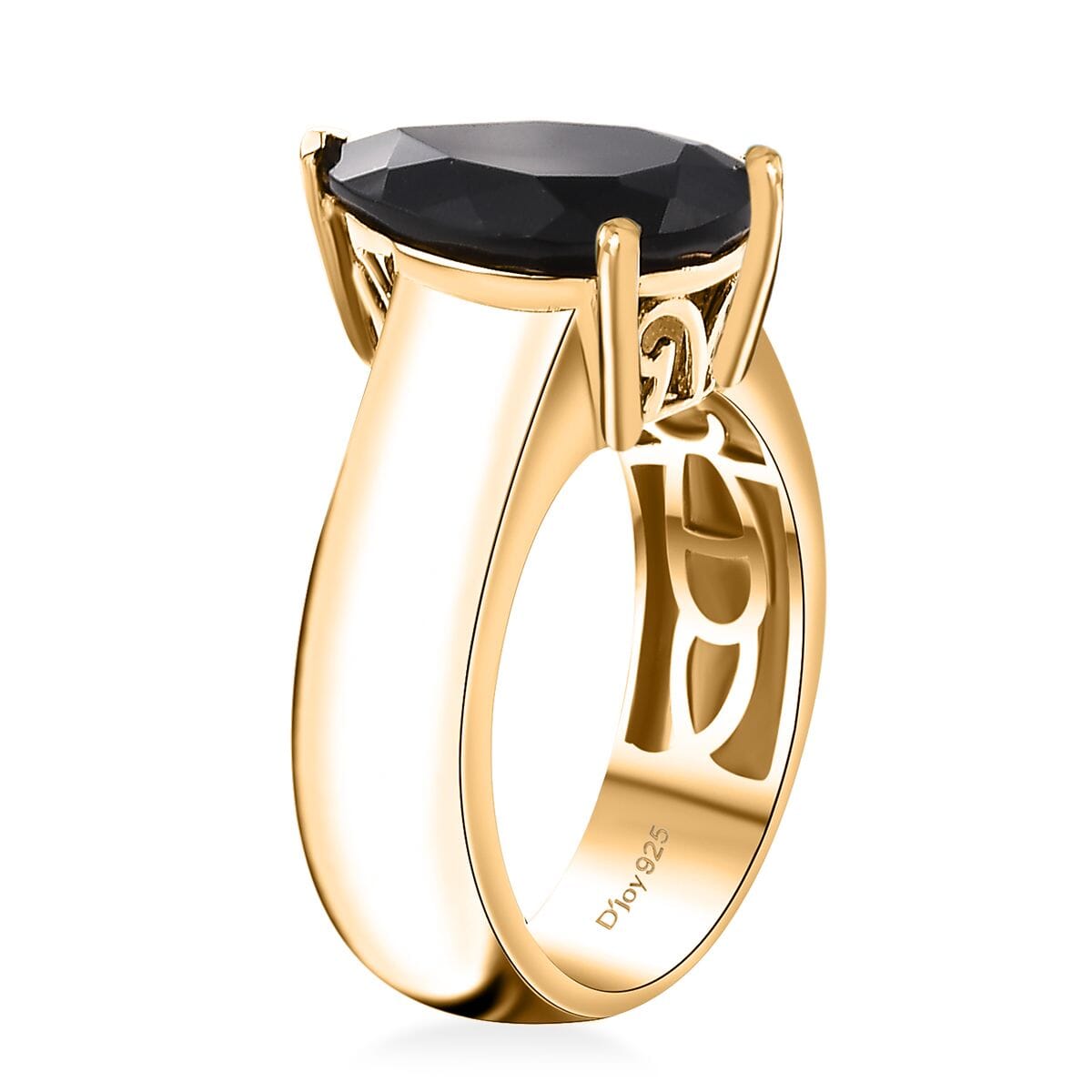 California Black Jade 5.50 ctw Wide Shank Ring in 18K Vermeil Yellow Gold Over Sterling Silver (Size 6.0) image number 3