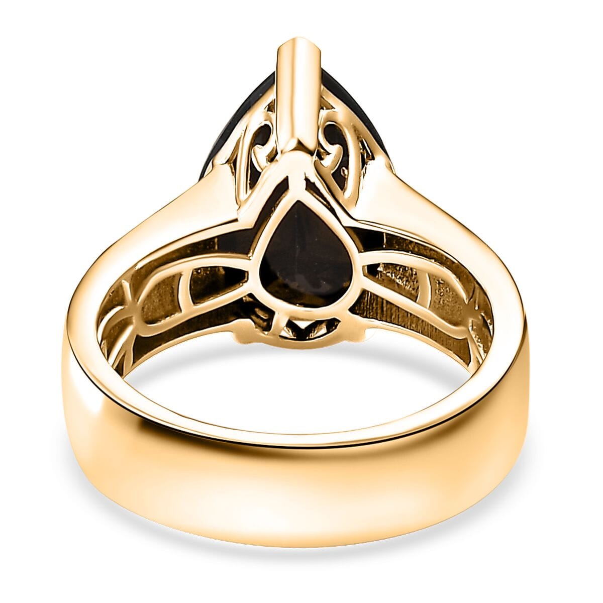 California Black Jade 5.50 ctw Wide Shank Ring in 18K Vermeil Yellow Gold Over Sterling Silver (Size 6.0) image number 4