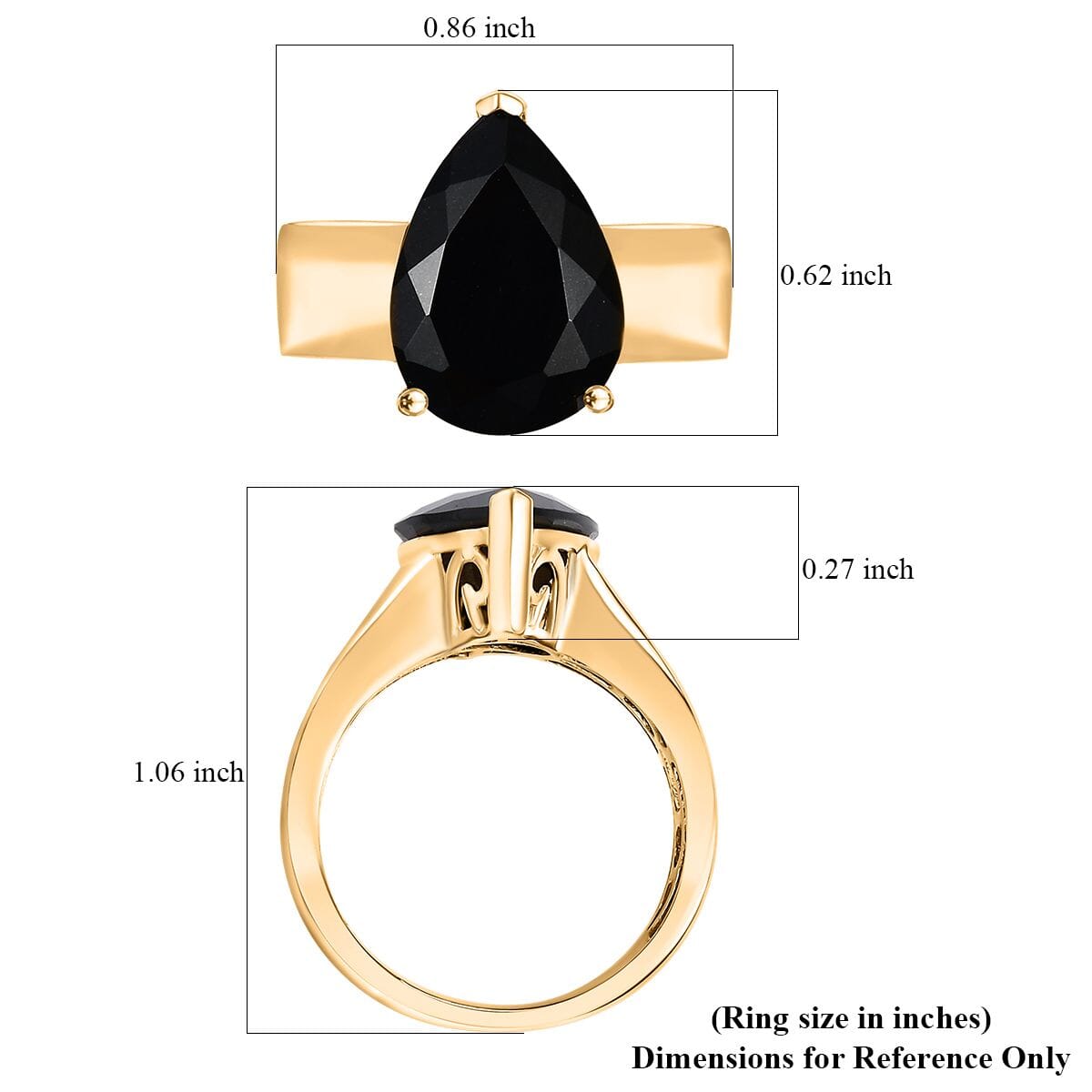California Black Jade 5.50 ctw Wide Shank Ring in 18K Vermeil Yellow Gold Over Sterling Silver (Size 6.0) image number 5