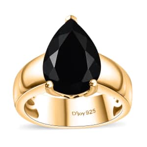 California Black Jade 5.50 ctw Wide Shank Ring in 18K Vermeil Yellow Gold Over Sterling Silver (Size 8.0)