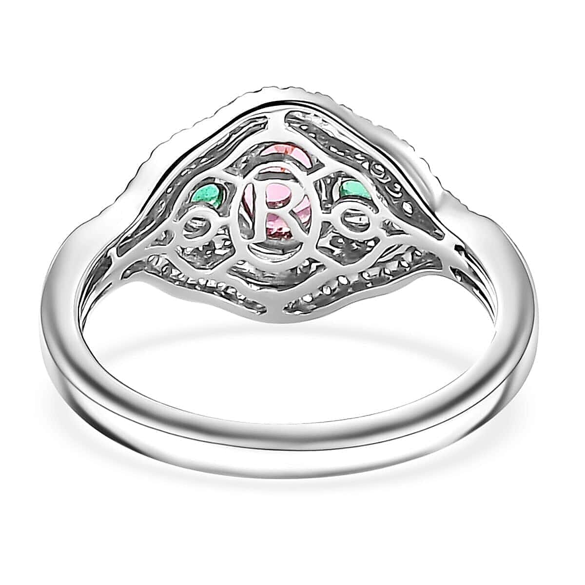 Rhapsody AAAA Mahenge Spinel, Boyaca Colombian Emerald and E-F VS Diamond 1.20 ctw Eternal Love Ring in 950 Platinum (Size 10.0) 6.50 Grams