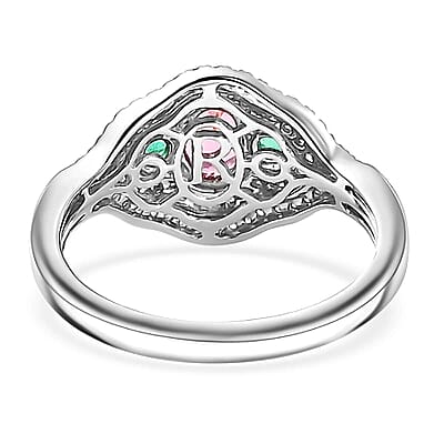 Rhapsody AAAA Mahenge Spinel, Boyaca Colombian Emerald and E-F VS Diamond 1.20 ctw Eternal Love Ring in 950 Platinum (Size 10.0) 6.50 Grams