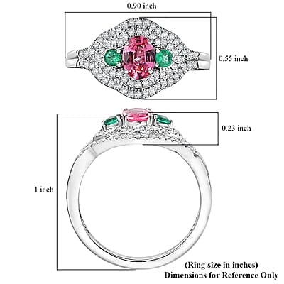 Rhapsody AAAA Mahenge Spinel, Boyaca Colombian Emerald and E-F VS Diamond 1.20 ctw Eternal Love Ring in 950 Platinum (Size 10.0) 6.50 Grams