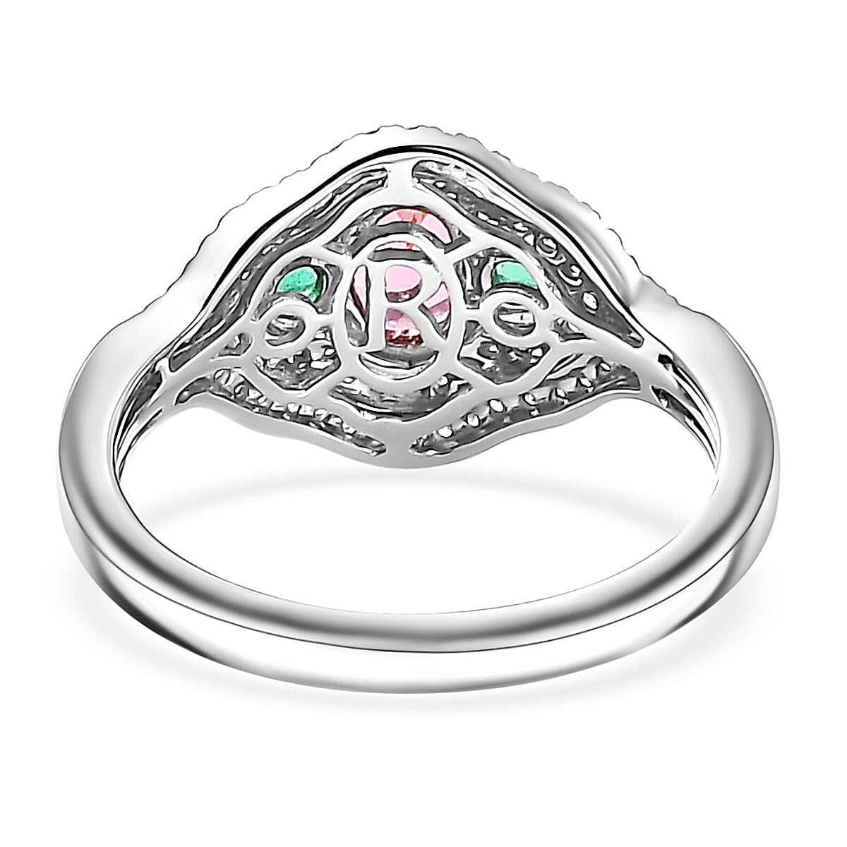 Rhapsody AAAA Mahenge Spinel, Boyaca Colombian Emerald and E-F VS Diamond 1.20 ctw Eternal Love Ring in 950 Platinum (Size 8.0) 6.50 Grams image number 4