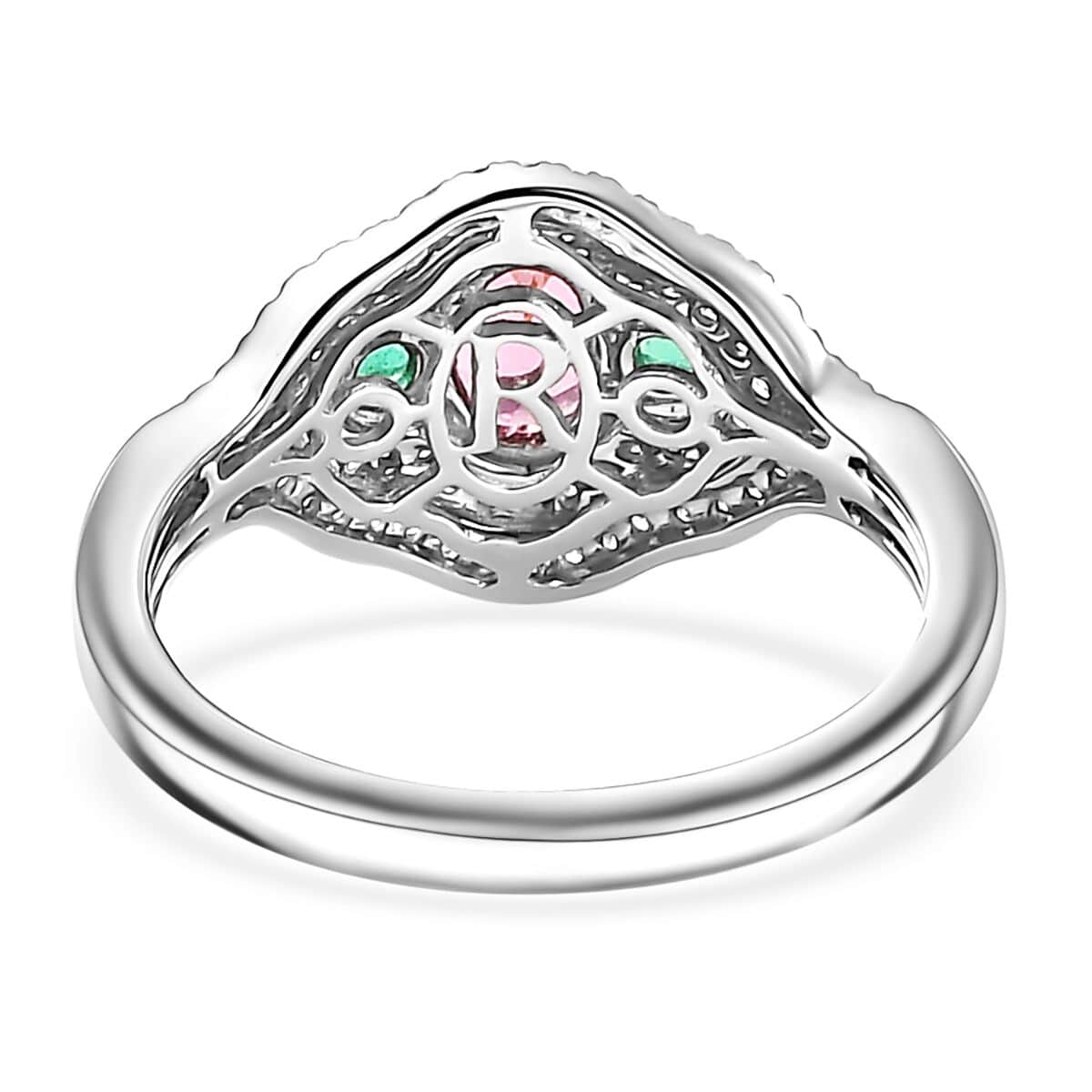 Epic Deal Rhapsody 950 Platinum AAAA Mahenge Spinel, Boyaca Colombian Emerald, Diamond (E-F VS) (0.45 cts) Eternal Love Ring (Size 9.0) (6.50 g) 1.20 ctw image number 4