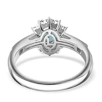 Luxoro AAA Pirineu Lagoon Tourmaline and G-H I2 Diamond 1.20 ctw Midnight Bloom Ring in 14K White Gold (Size 10.0)