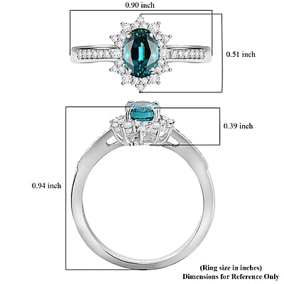 Luxoro AAA Pirineu Lagoon Tourmaline and G-H I2 Diamond 1.20 ctw Midnight Bloom Ring in 14K White Gold (Size 10.0)