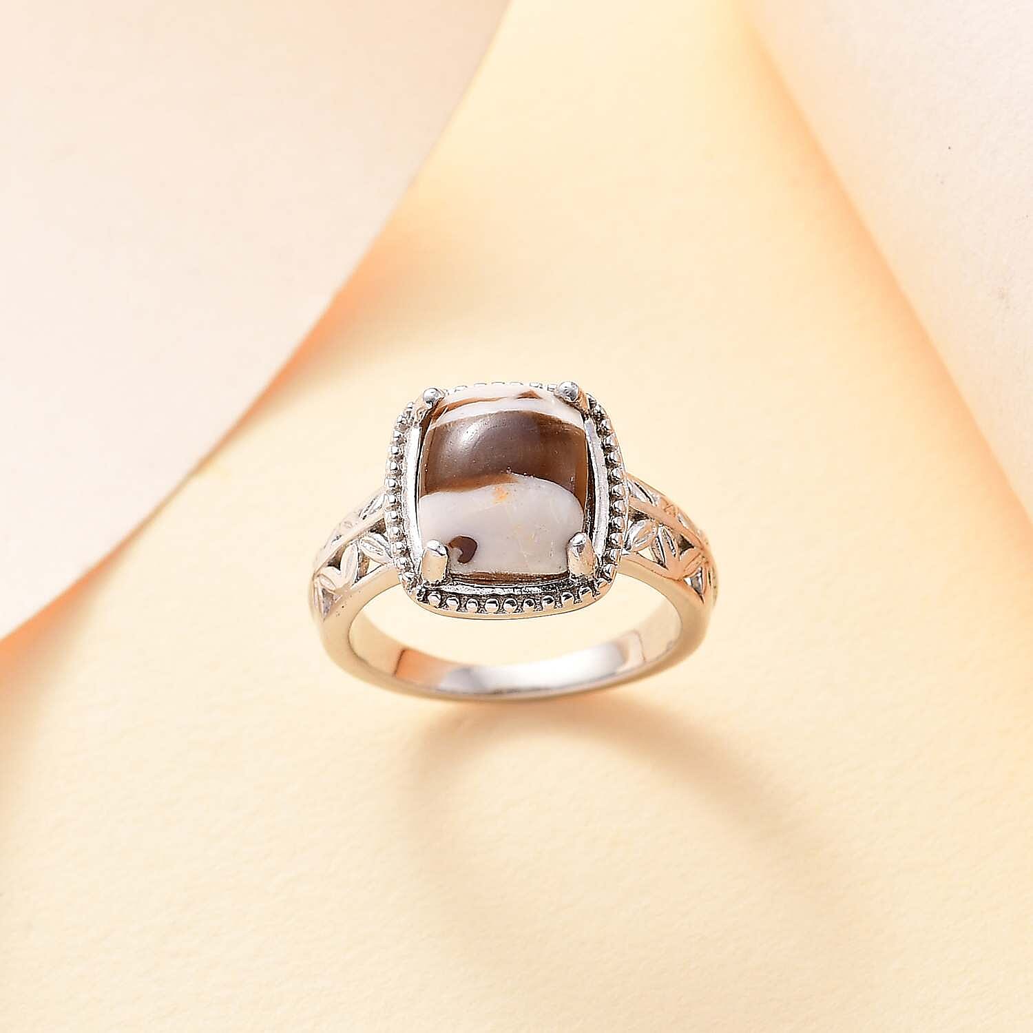 Karis Peanut Wood Jasper 2.60 ctw Solitaire Ring in Platinum Bond (Size 10.0)