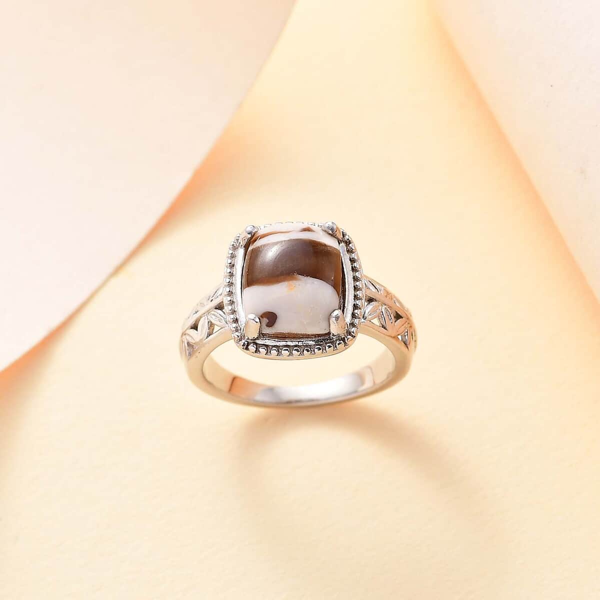 Karis Peanut Wood Jasper 2.60 ctw Solitaire Ring in Platinum Bond (Size 10.0) image number 1