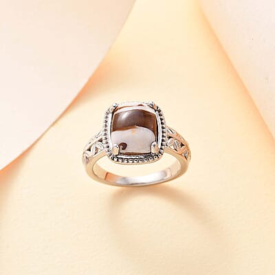 Karis Peanut Wood Jasper 2.60 ctw Solitaire Ring in Platinum Bond (Size 10.0)