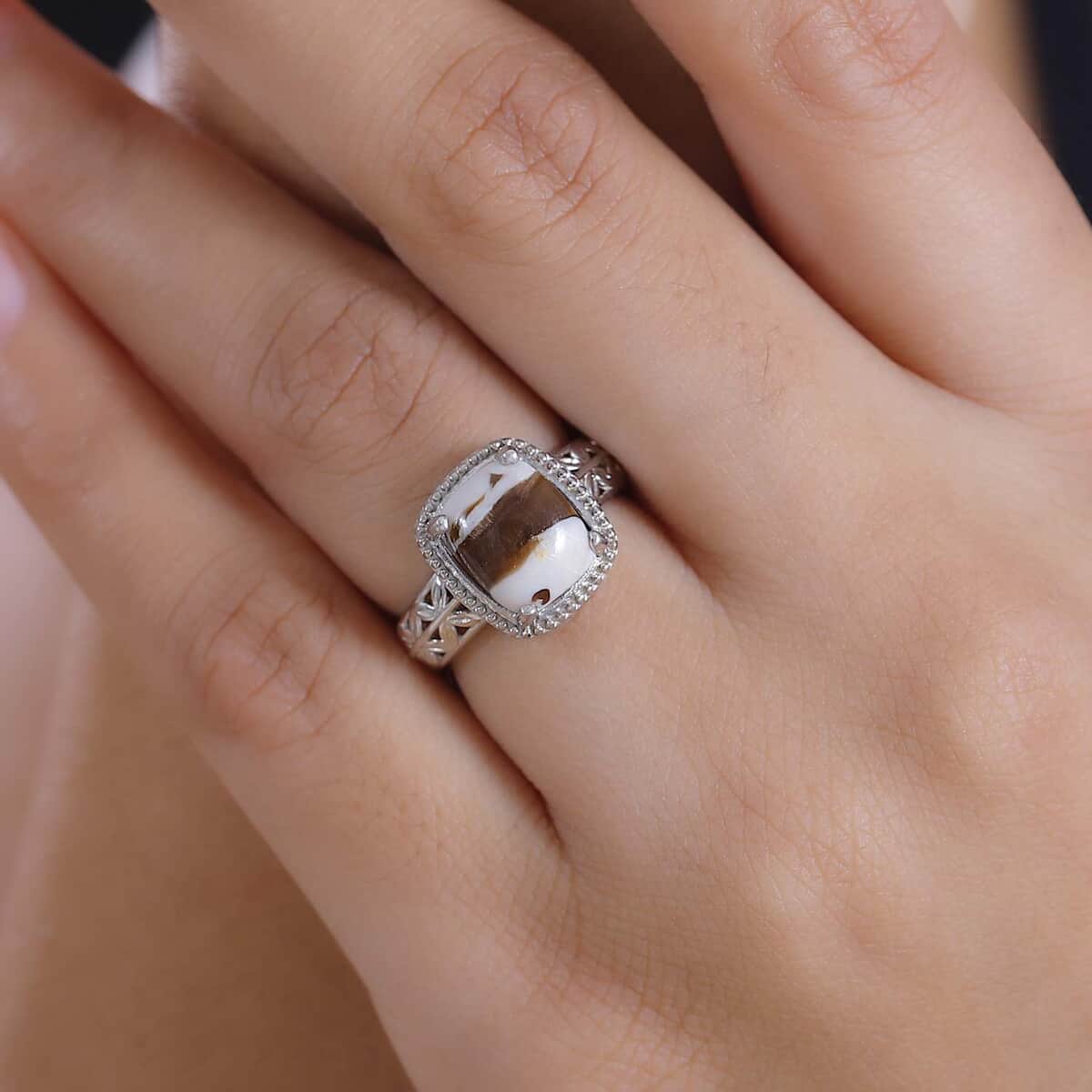 Karis Peanut Wood Jasper 2.60 ctw Solitaire Ring in Platinum Bond (Size 10.0) image number 2