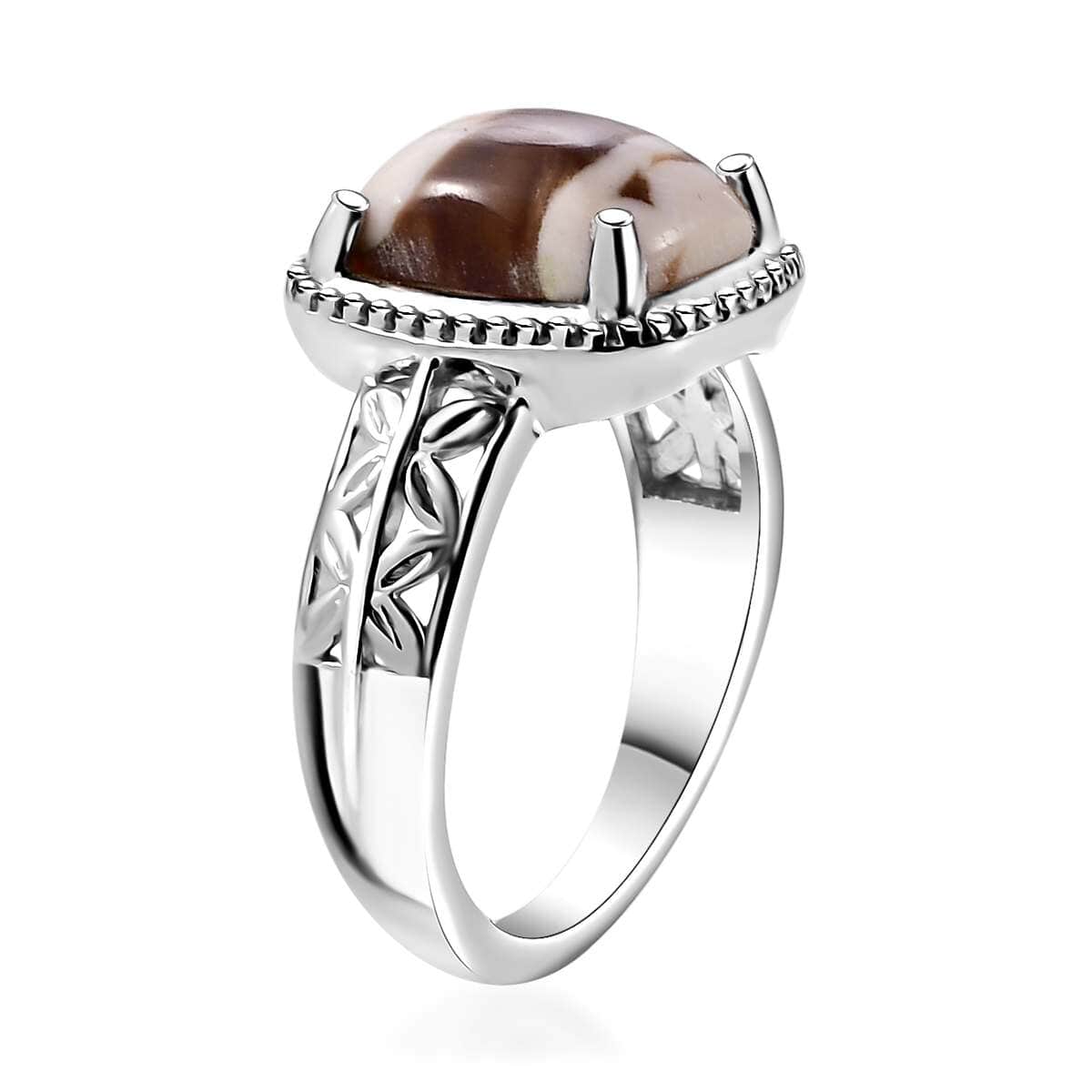 Karis Peanut Wood Jasper 2.60 ctw Solitaire Ring in Platinum Bond (Size 10.0) image number 3