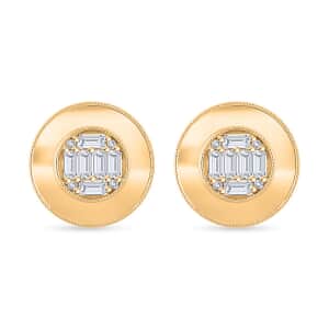 Clarte Gatsby Collection Moissanite 0.60 ctw Round Stud Earrings in Vermeil Yellow Gold Over Sterling Silver