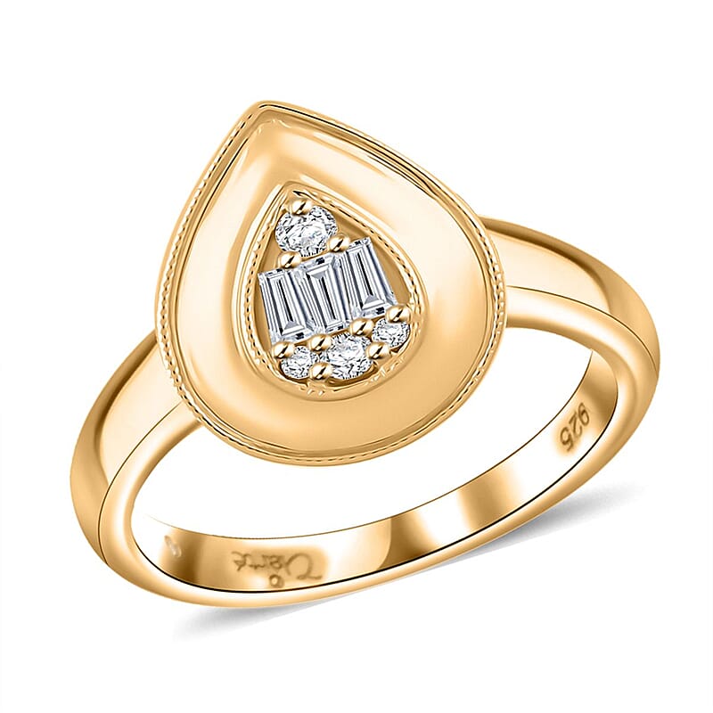 Clarte Gatsby Collection Moissanite 0.20 ctw Ring in Vermeil Yellow Gold Over Sterling Silver (Size 10.0)