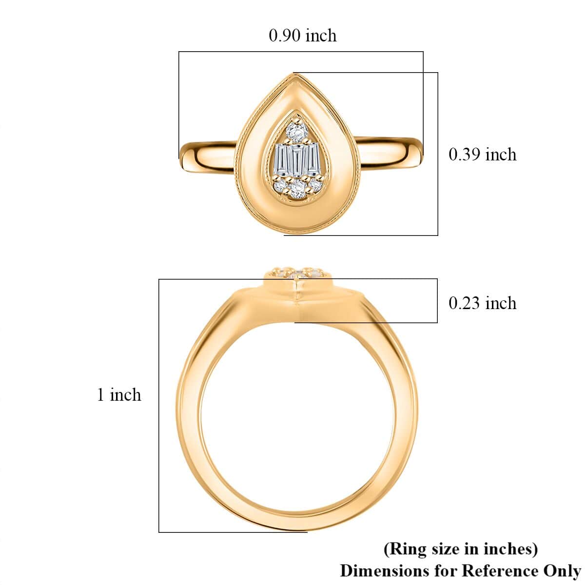 Clarte Gatsby Collection Moissanite Ring in Vermeil YG Over Sterling Silver (Size 10.0) 0.20 ctw image number 4