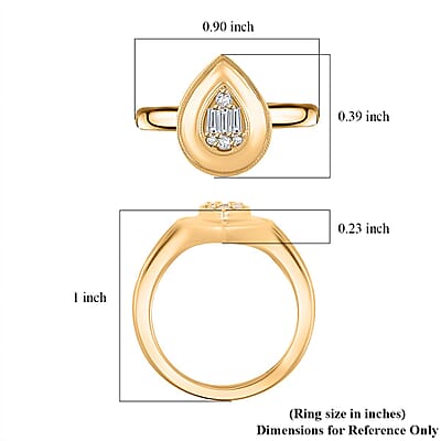 Clarte Gatsby Collection Moissanite 0.20 ctw Ring in Vermeil Yellow Gold Over Sterling Silver (Size 10.0)
