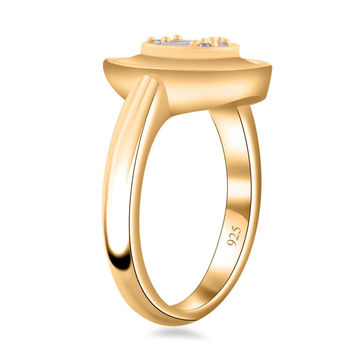 Clarte Gatsby Collection Moissanite 0.20 ctw Ring in Vermeil Yellow Gold Over Sterling Silver (Size 7.0) image number 3