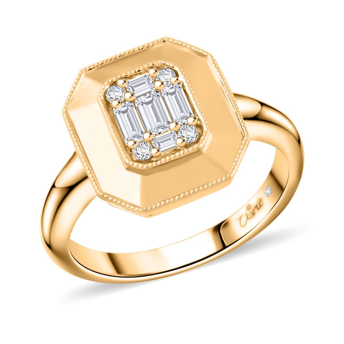 Clarte Gatsby Collection Moissanite 0.40 ctw Emerald Cut Ring in Vermeil Yellow Gold Over Sterling Silver (Size 6.0) image number 0