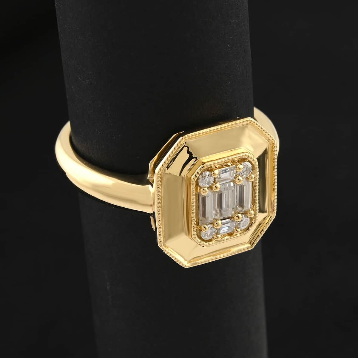 Clarte Gatsby Collection Moissanite 0.40 ctw Emerald Cut Ring in Vermeil Yellow Gold Over Sterling Silver (Size 6.0) image number 1