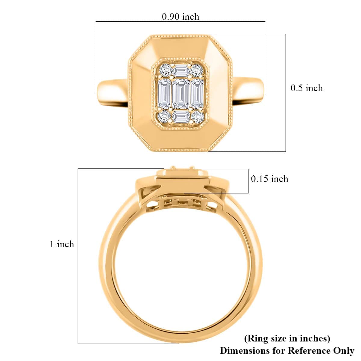 Clarte Gatsby Collection Moissanite 0.40 ctw Emerald Cut Ring in Vermeil Yellow Gold Over Sterling Silver (Size 6.0) image number 5