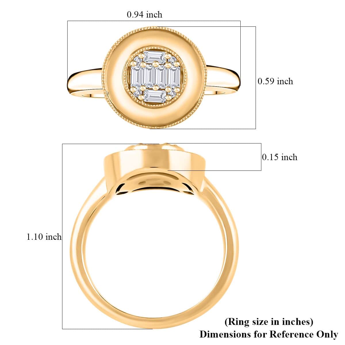 Clarte Gatsby Collection Moissanite 0.30 ctw Round Ring in Vermeil Yellow Gold Over Sterling Silver (Size 7.0) image number 4