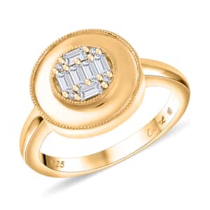 Clarte Gatsby Collection Moissanite 0.30 ctw Round Ring in Vermeil Yellow Gold Over Sterling Silver (Size 8.0)