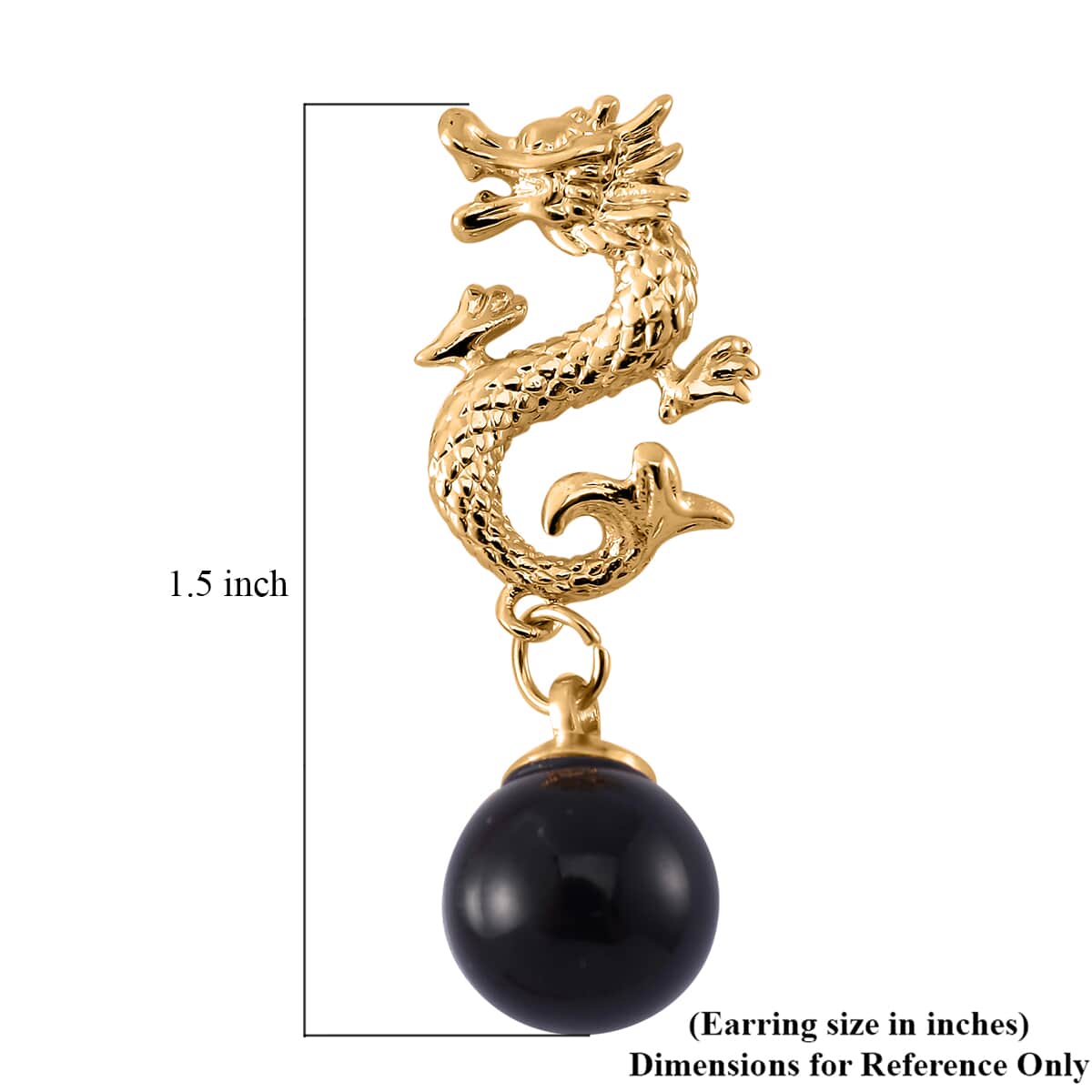 Black Obsidian Dragon Earrings in Goldtone 15.00 ctw image number 5