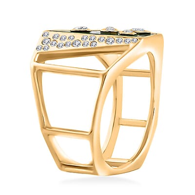 Clarte Geode Collection Moissanite and African Malachite 3.35 ctw Ring in Vermeil Yellow Gold Over Sterling Silver (Size 10.0)