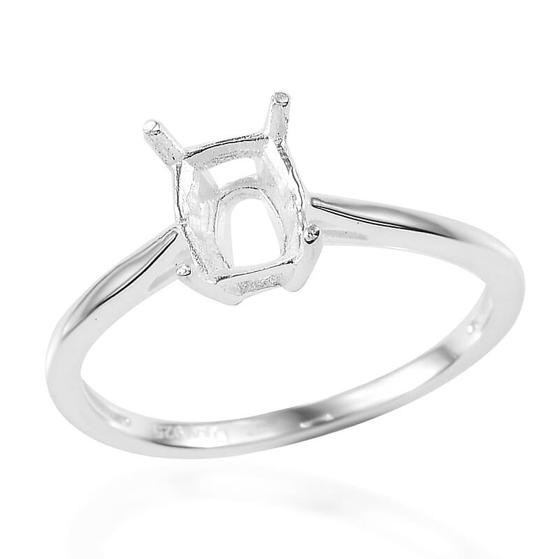 Sterling Silver Mounting Ring (Cush 7x5mm) (Size 7.0) 1.25 Grams