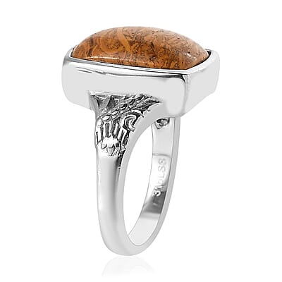 Script Stone Solitaire Ring in Stainless Steel (Size 10.0) 6.25 ctw