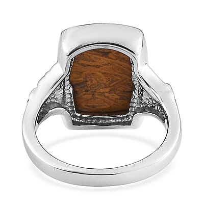 Script Stone Solitaire Ring in Stainless Steel (Size 10.0) 6.25 ctw