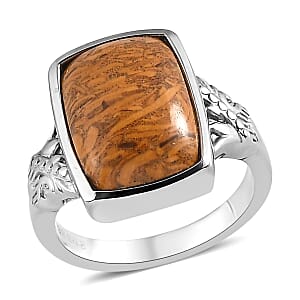 Script Stone Solitaire Ring in Stainless Steel (Size 10.0) 6.25 ctw