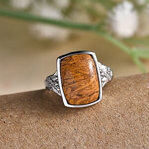 Script Stone Solitaire Ring in Stainless Steel (Size 10.0) 6.25 ctw