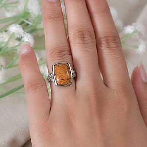 Script Stone Solitaire Ring in Stainless Steel (Size 10.0) 6.25 ctw