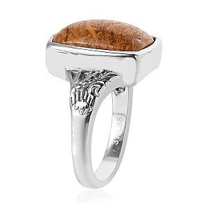 Script Stone Solitaire Ring in Stainless Steel (Size 10.0) 6.25 ctw