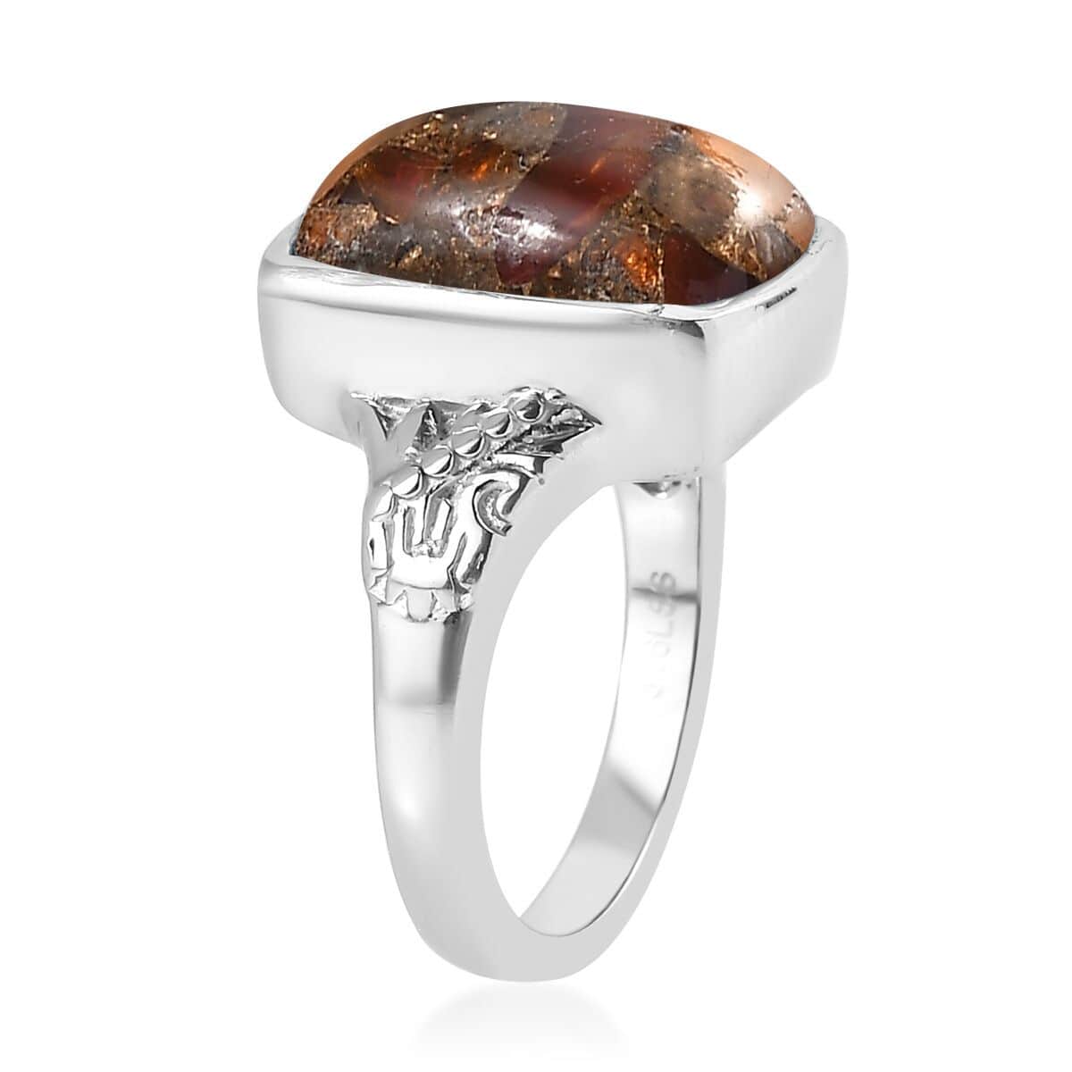 Matrix Fire Opal 5.75 ctw Solitaire Ring in Stainless Steel (Size 10.0) image number 3