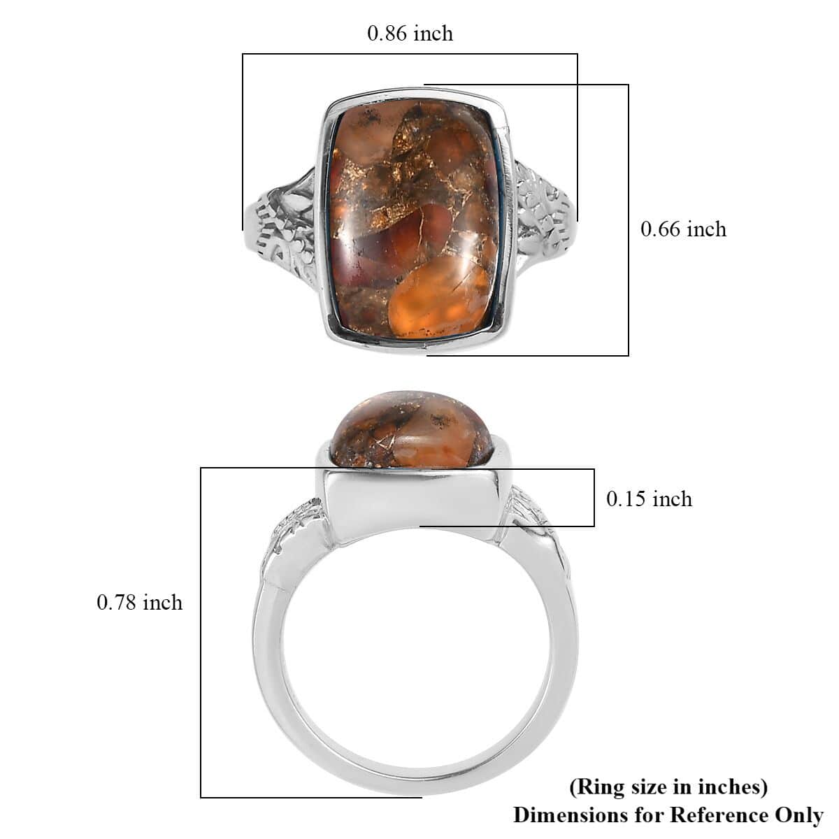 Matrix Fire Opal 5.75 ctw Solitaire Ring in Stainless Steel (Size 10.0) image number 5