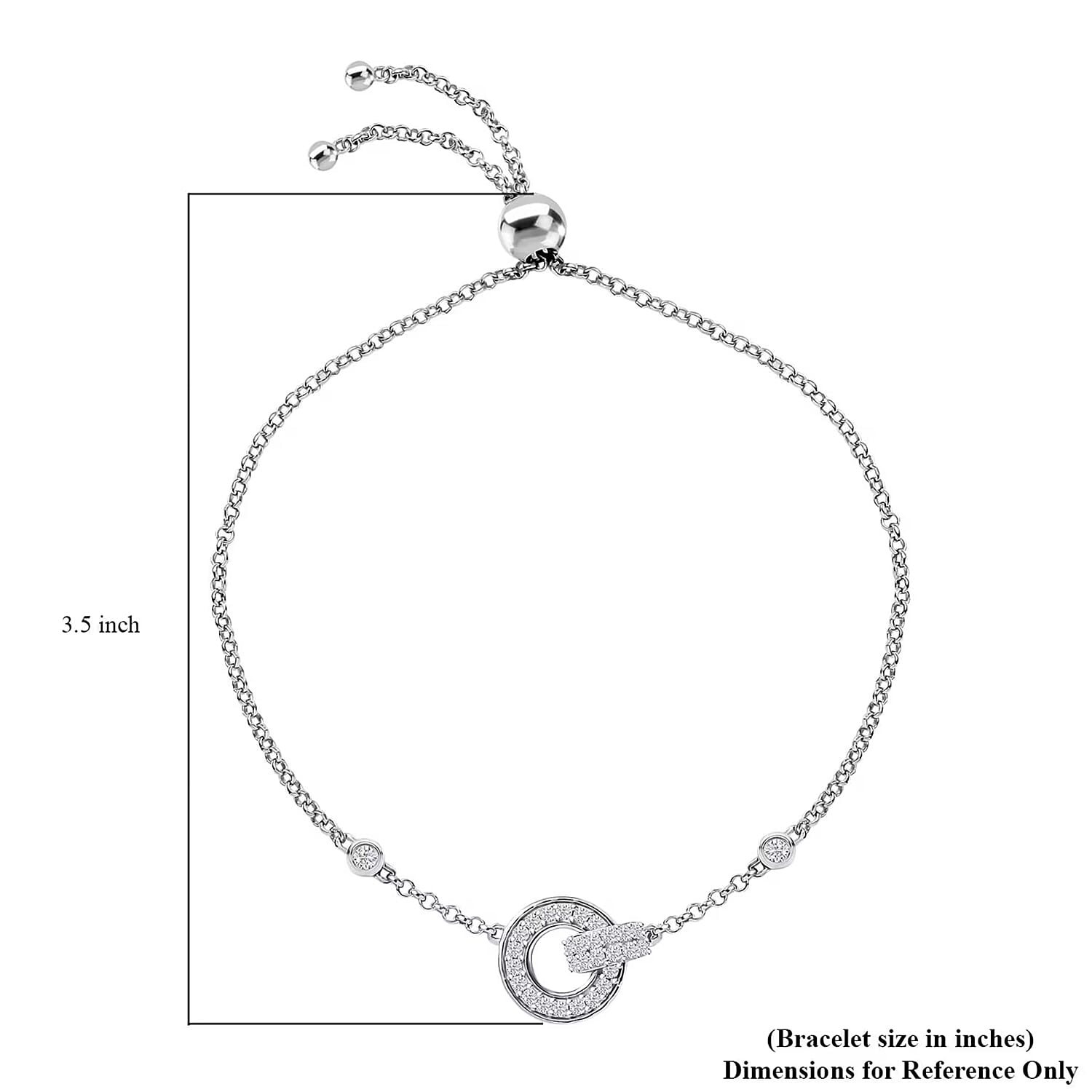 D'Joy Moissanite 0.70 ctw Bolo Bracelet in Rhodium Over Sterling Silver