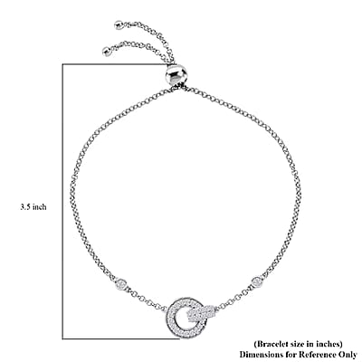 D'Joy Moissanite 0.70 ctw Bolo Bracelet in Rhodium Over Sterling Silver