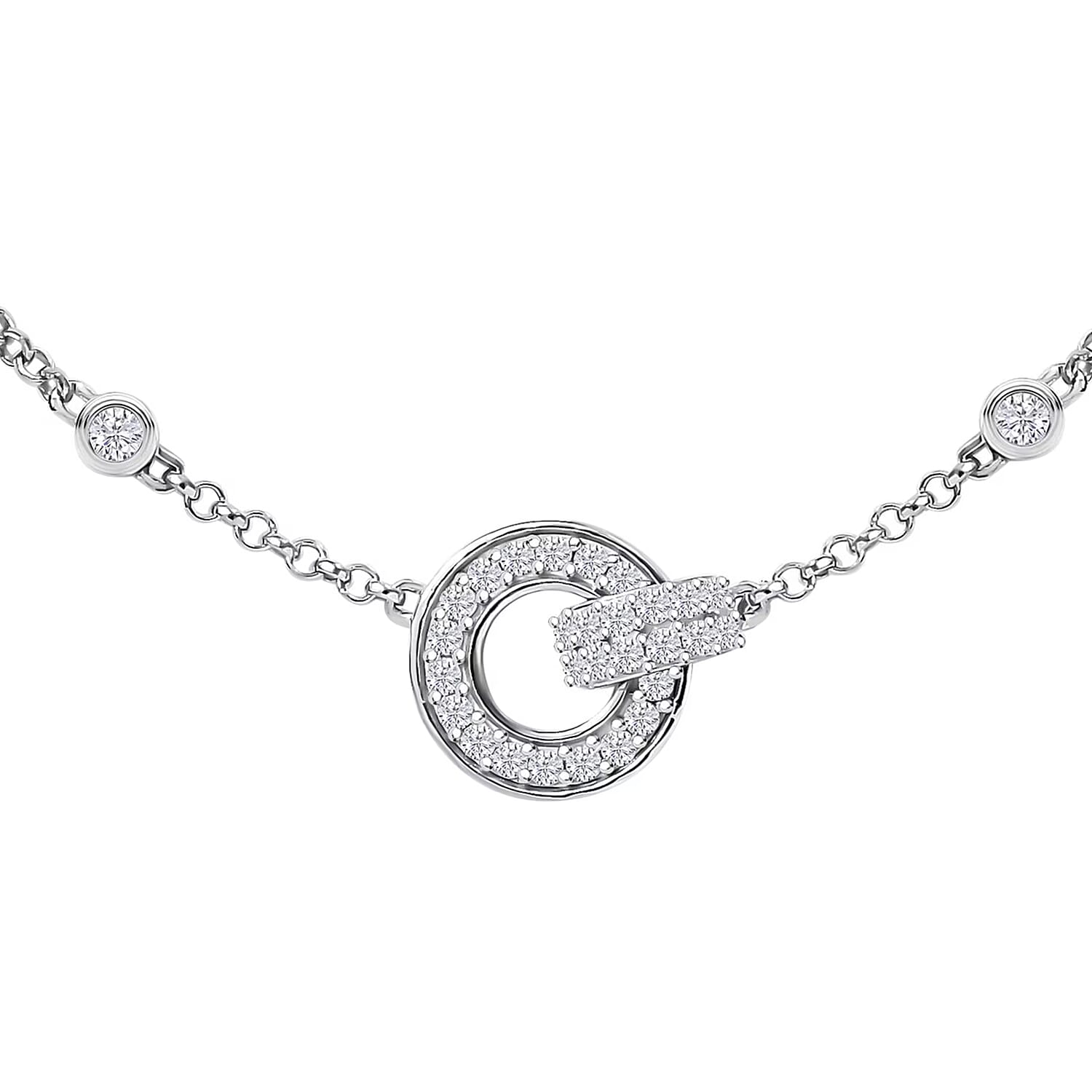 D'Joy Moissanite 0.70 ctw Bolo Bracelet in Rhodium Over Sterling Silver